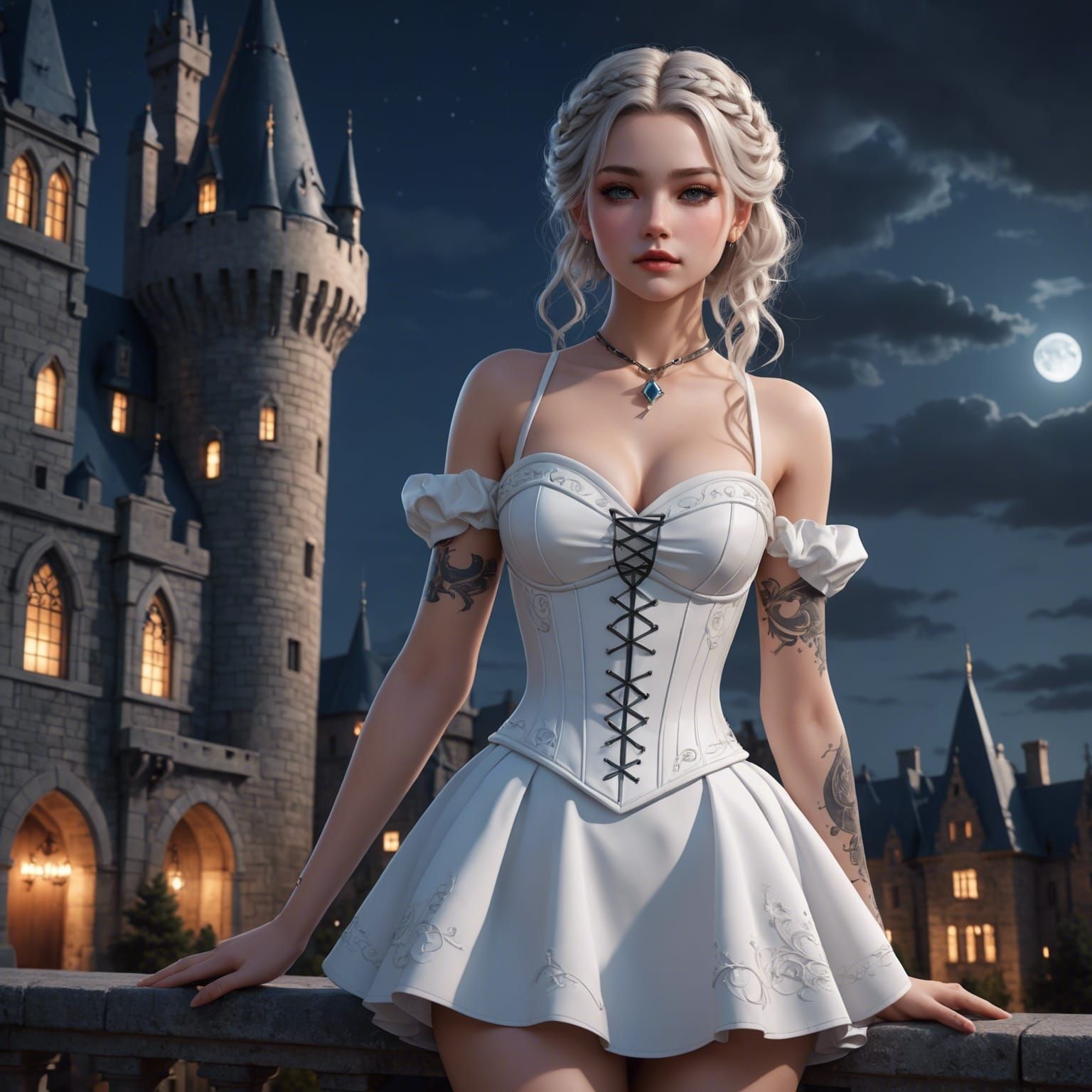 Gorgeous Queen with Braids in 3D Anime Art