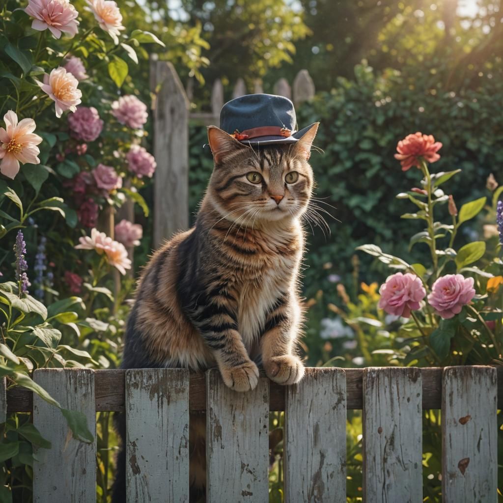 Cute Cat in Hat: Whimsical Concept Art