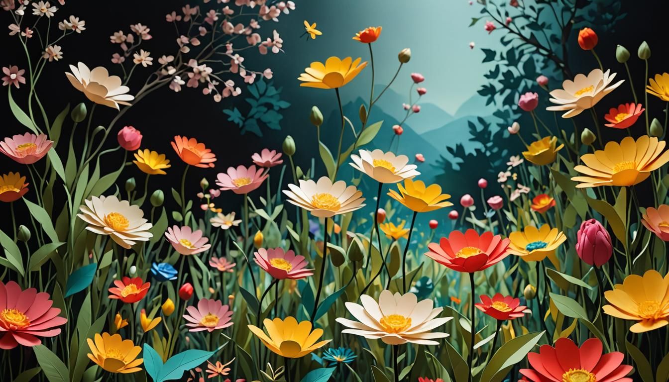 Flowers in Bloom: Ethereal Impasto Mixed Media