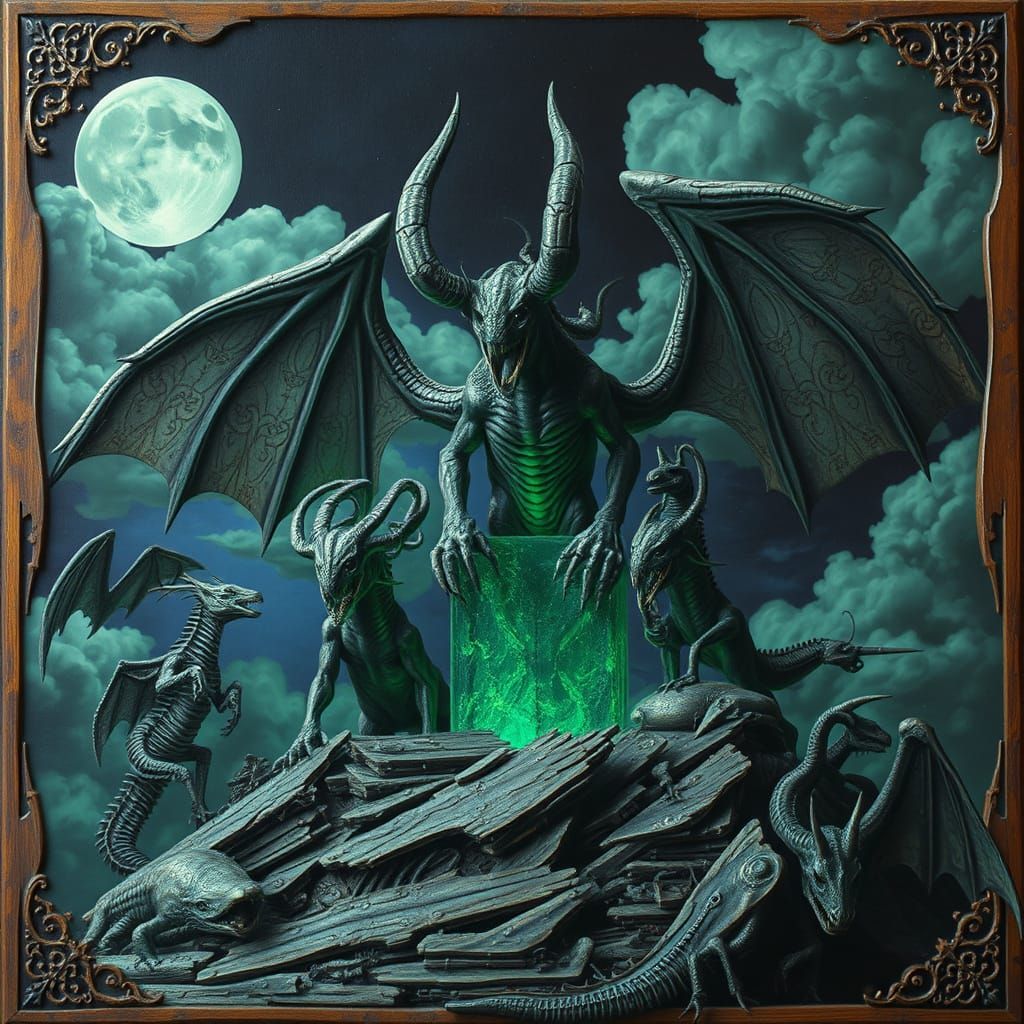 Nightmarish Carousel Inspired by Beksiński and Giger