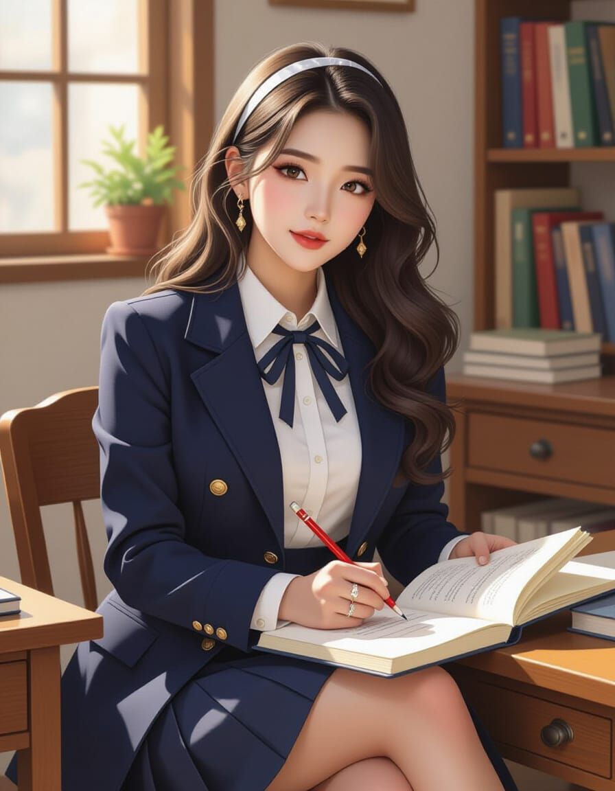 K-Pop Idol in School, Realistic Digital Art