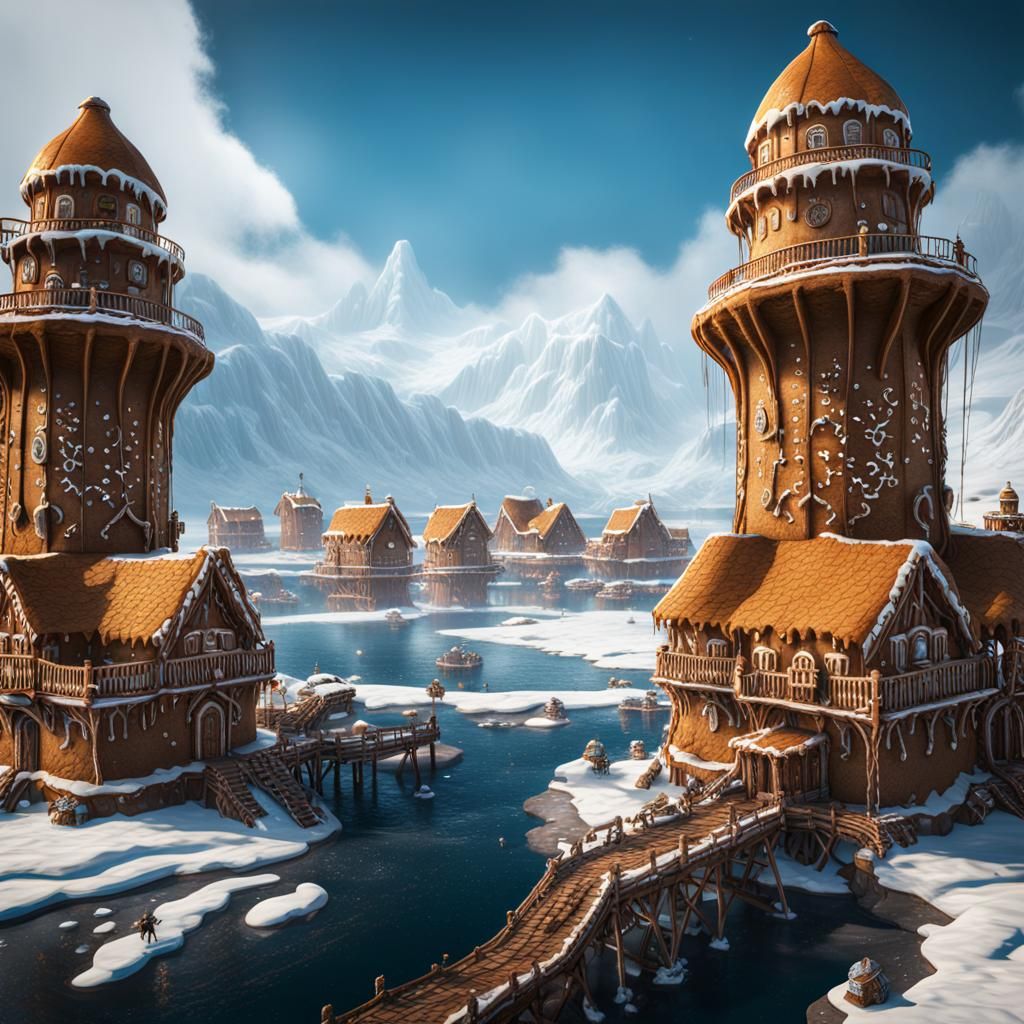 Gingerbread Water Towers in the North Pole