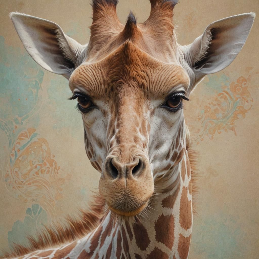 Gentle Giraffe Portrait in Pastel Concept Art