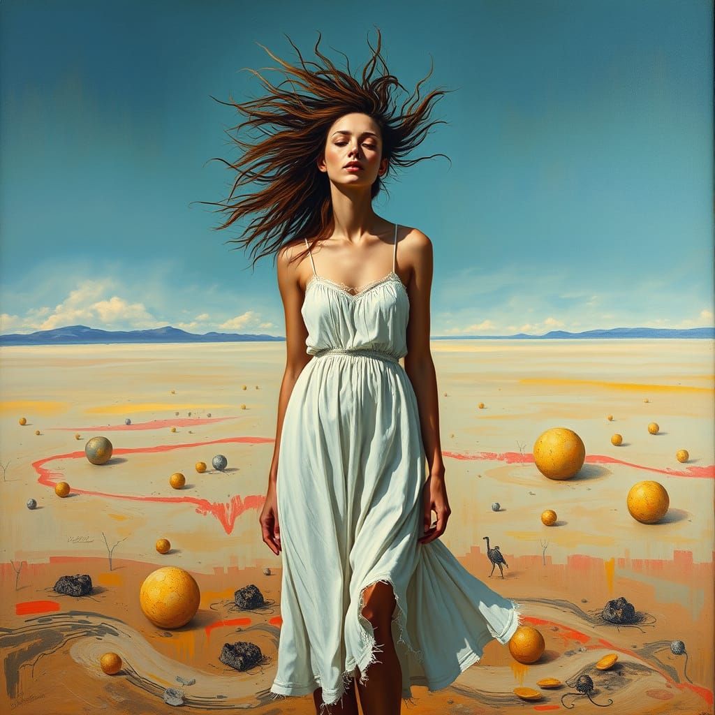 Surreal Dreamscape with Melting Oil Paints in Matte Finish