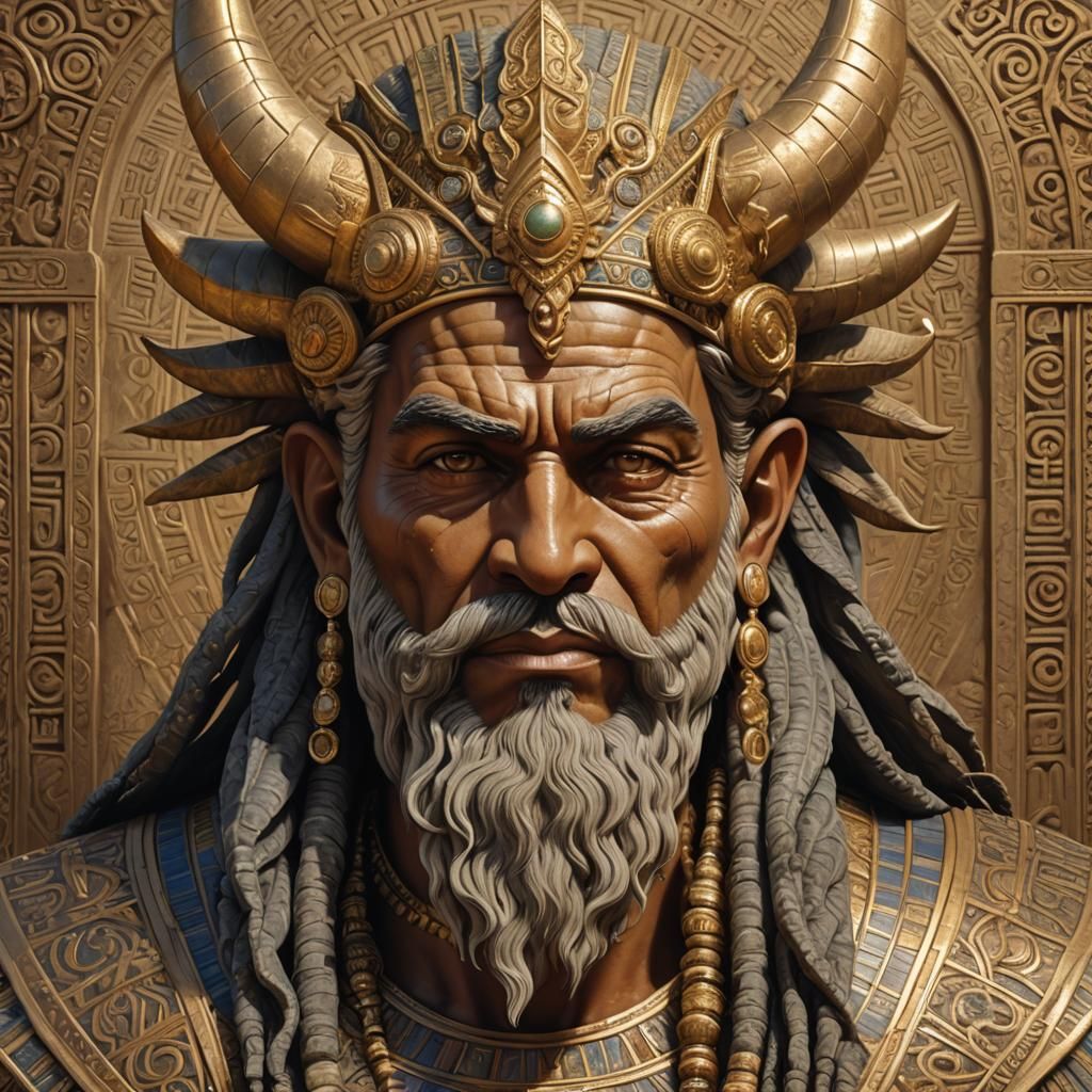 Sumerian Royal God Enbilulu in Ancient Mesopotamian Attire