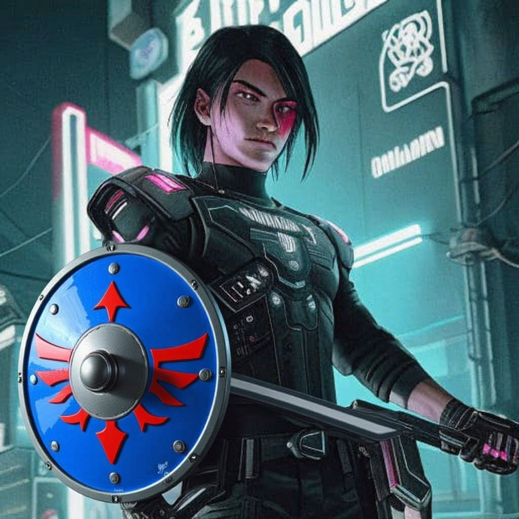 Link in Cyberpunk 2099 Style With Sword