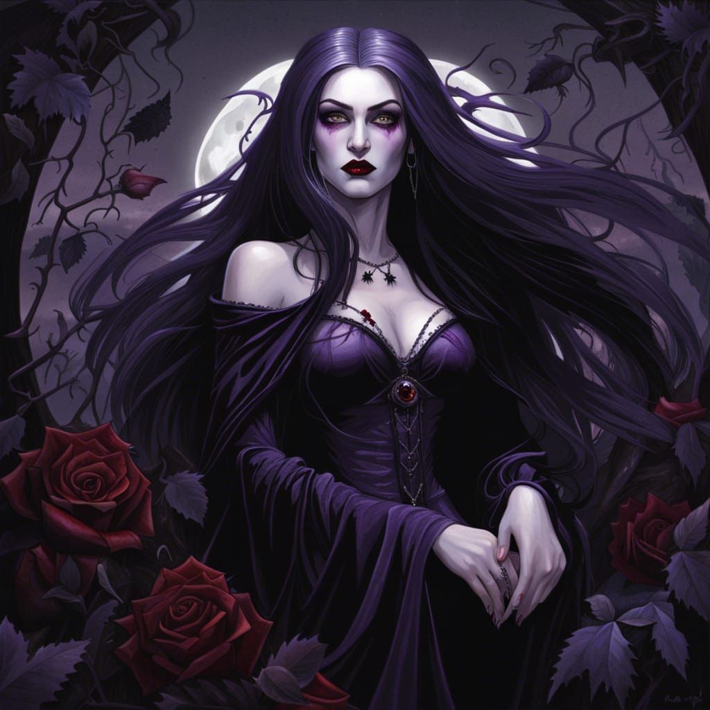Gothic Vampire Princess Portrait in Comic Book Style