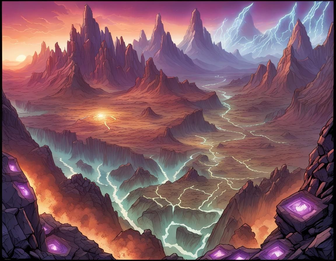 Pandora Map with Eridium Crystals, Comic Book Art