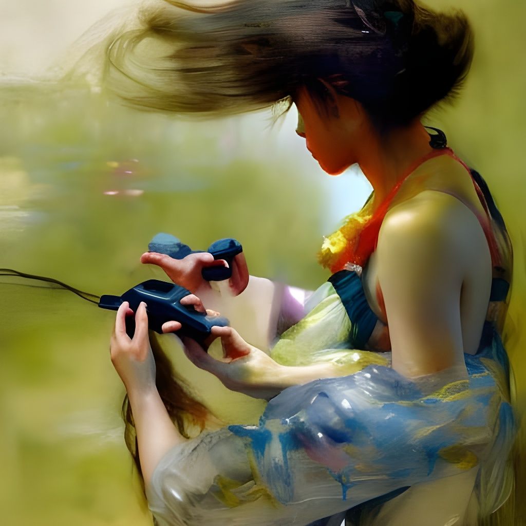 Teenage Gamer in Hyperrealistic Gouache Painting