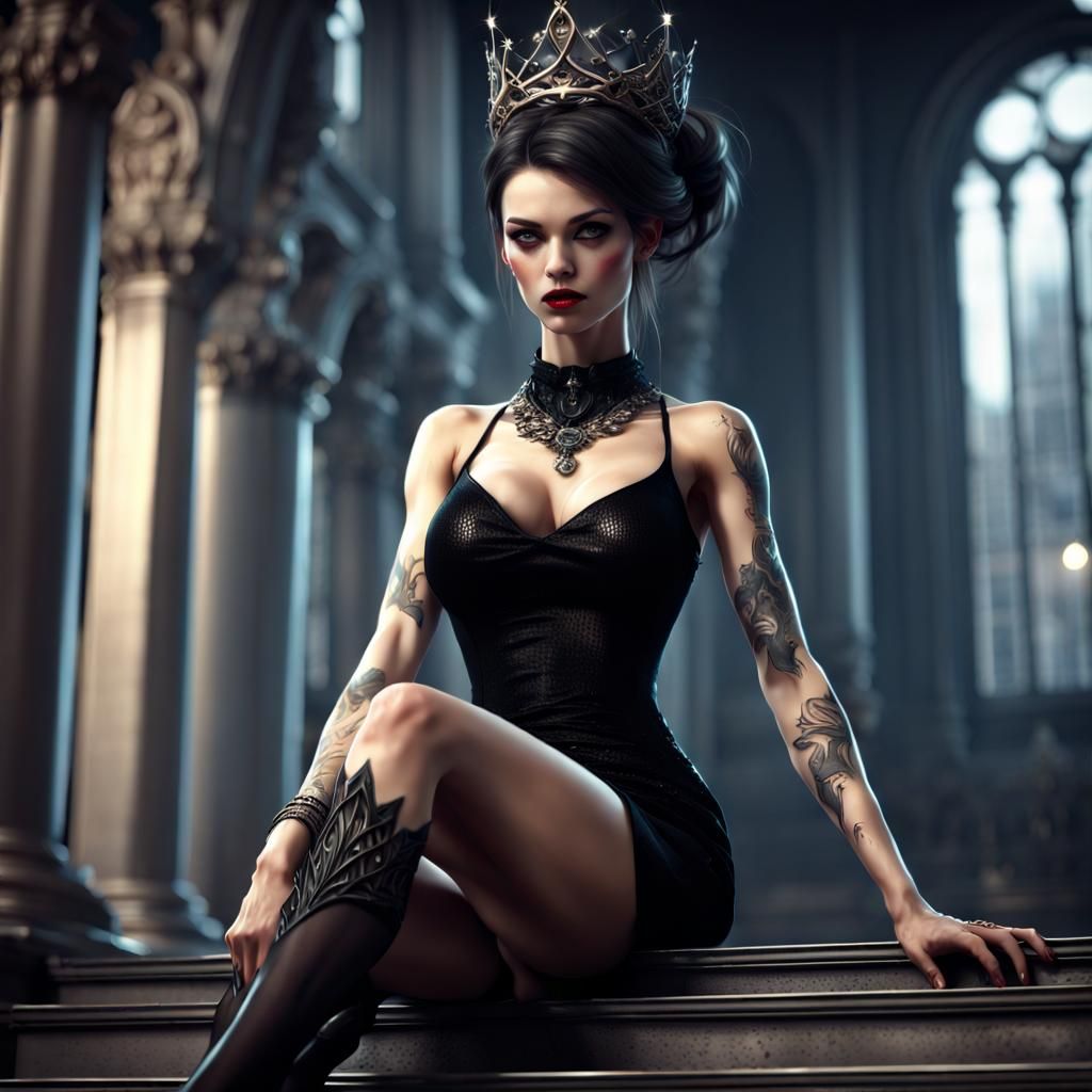 Evil Princess in Modern Style with Tattoo