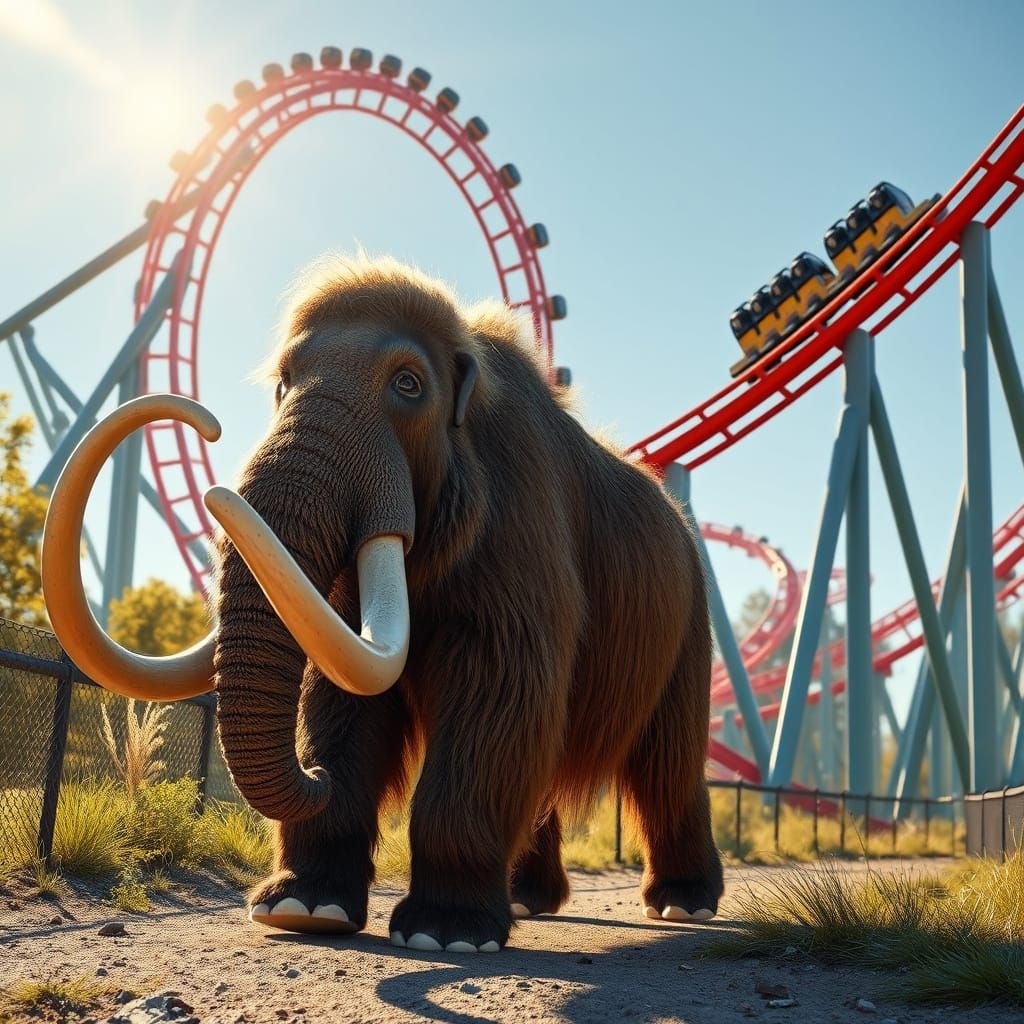 Woolly Mammoth near Roller Coaster Loop