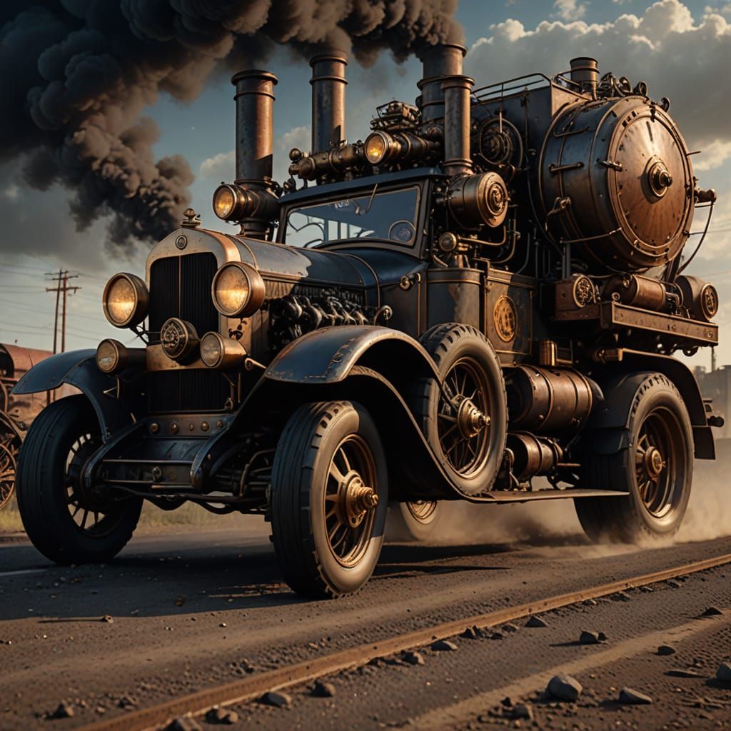 Steampunk-styled automobile