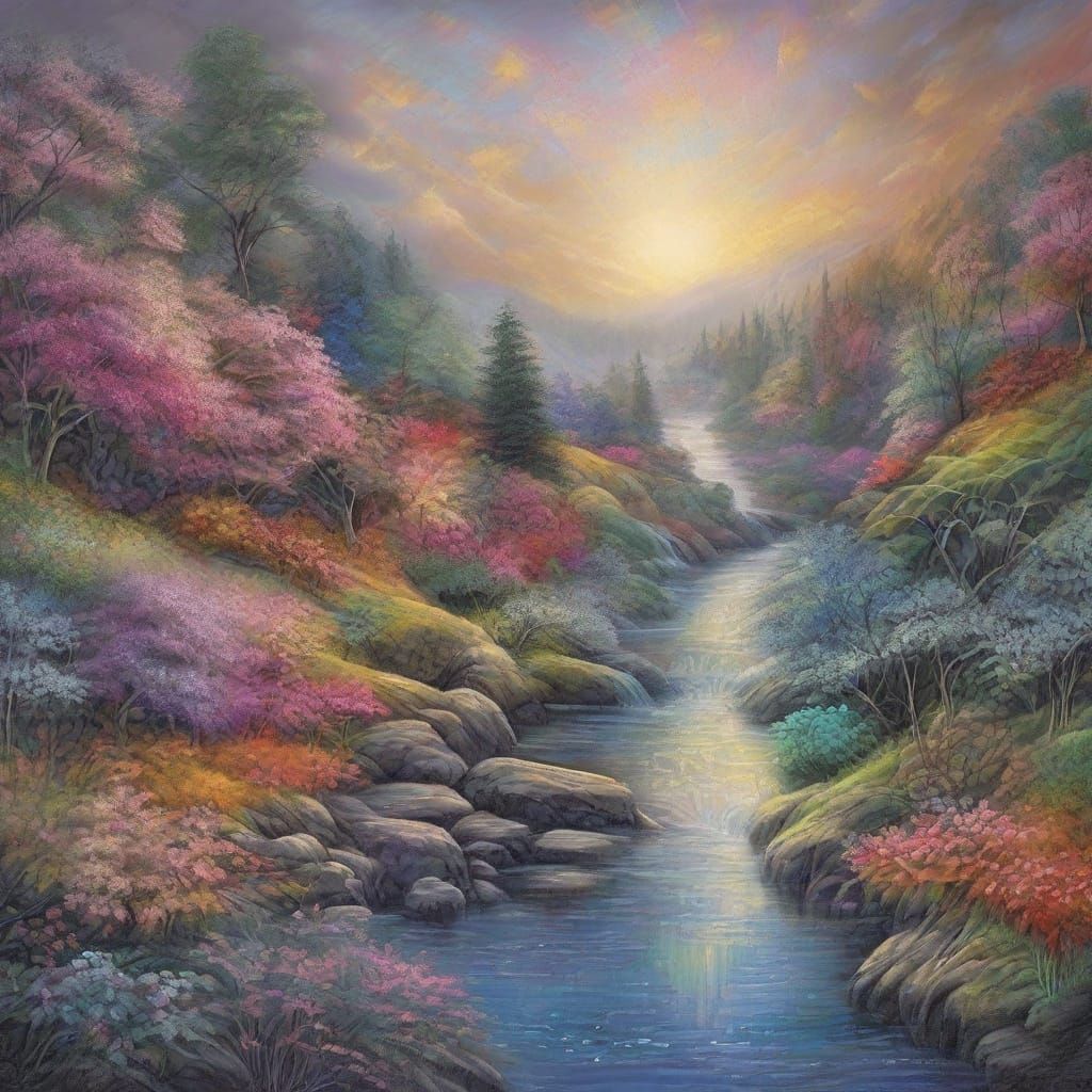 Abstract Geometric Shapes with Glowing Fractals