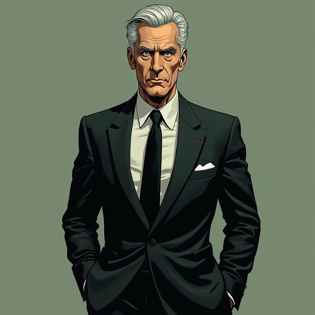 Elegant Executive in Retro Attire