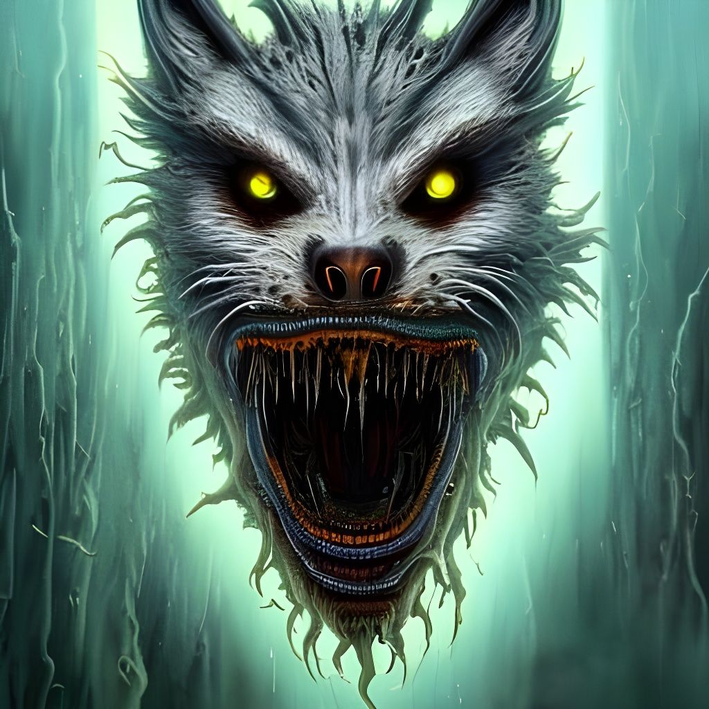 Terrifying Werewolf Portrait in Horror Style