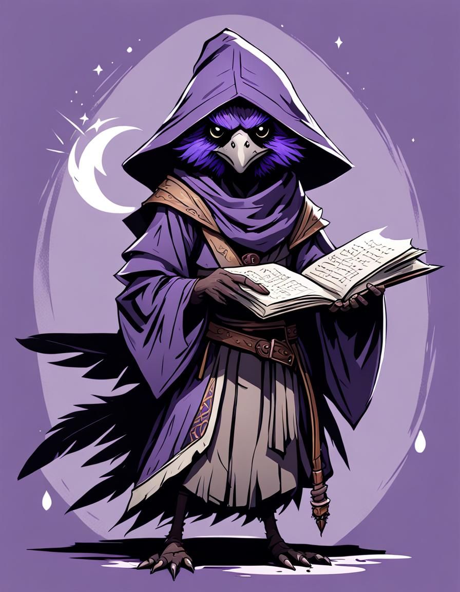 Cute Kenku Portrait in Dungeons and Dragons Style