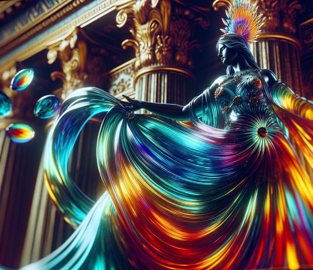 Iridescent Glass Statue of Iris, Rainbow Goddess