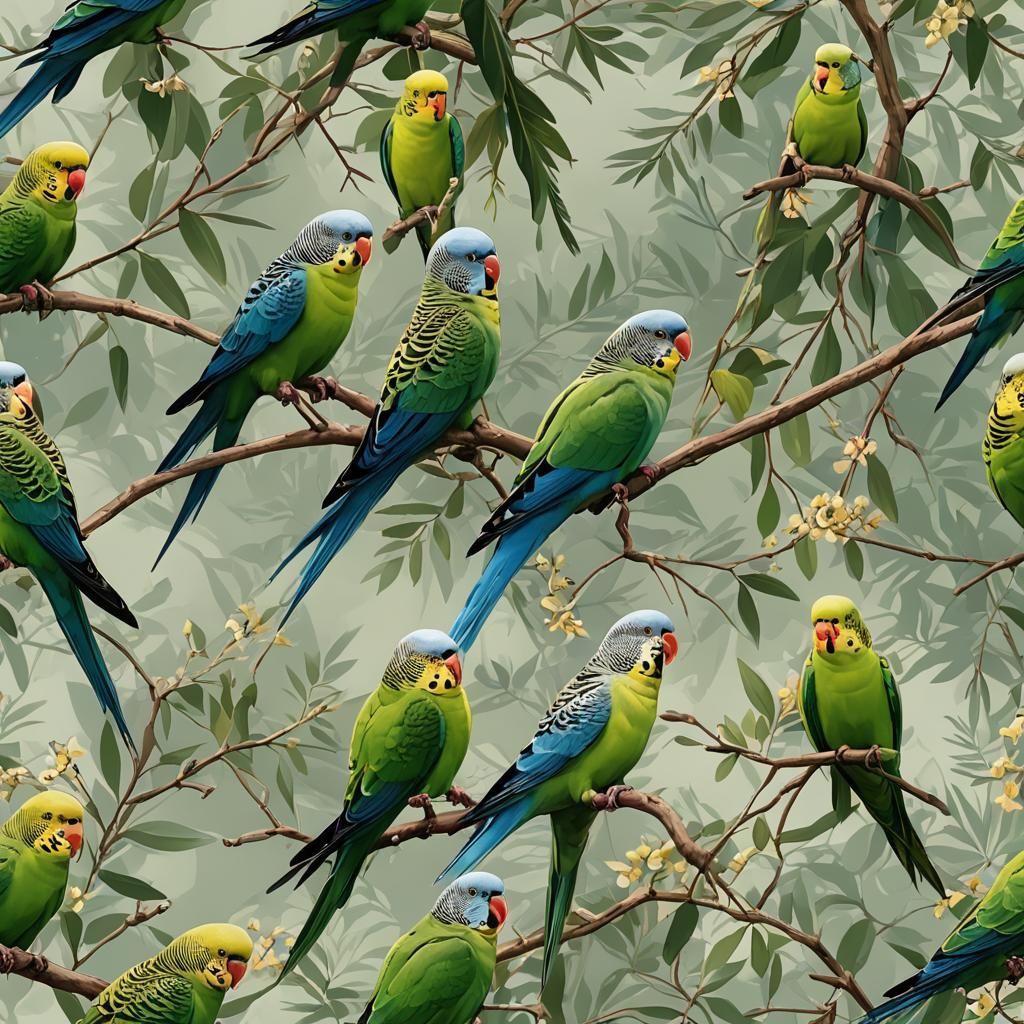 Vibrant Green Parakeet Perched