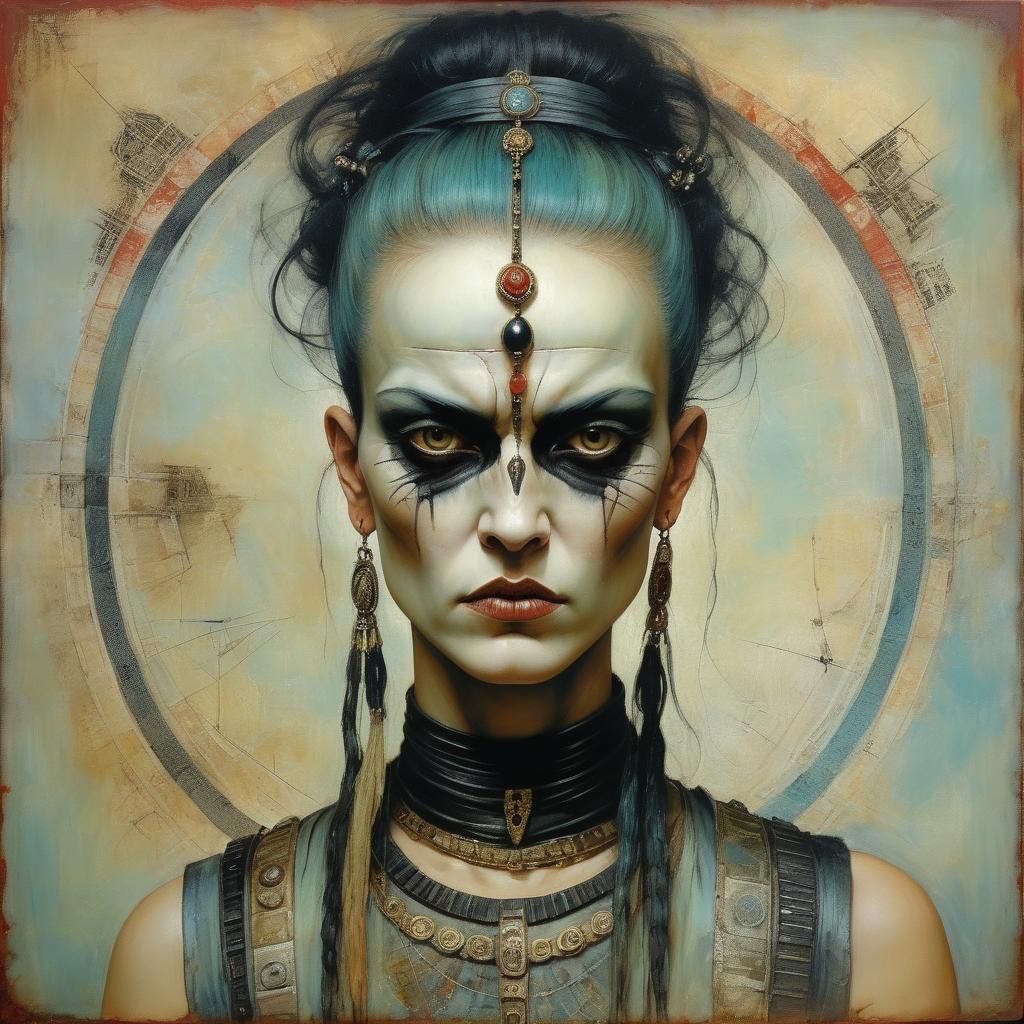 Diabolical Encaustic Punk Portrait in Fayum Style