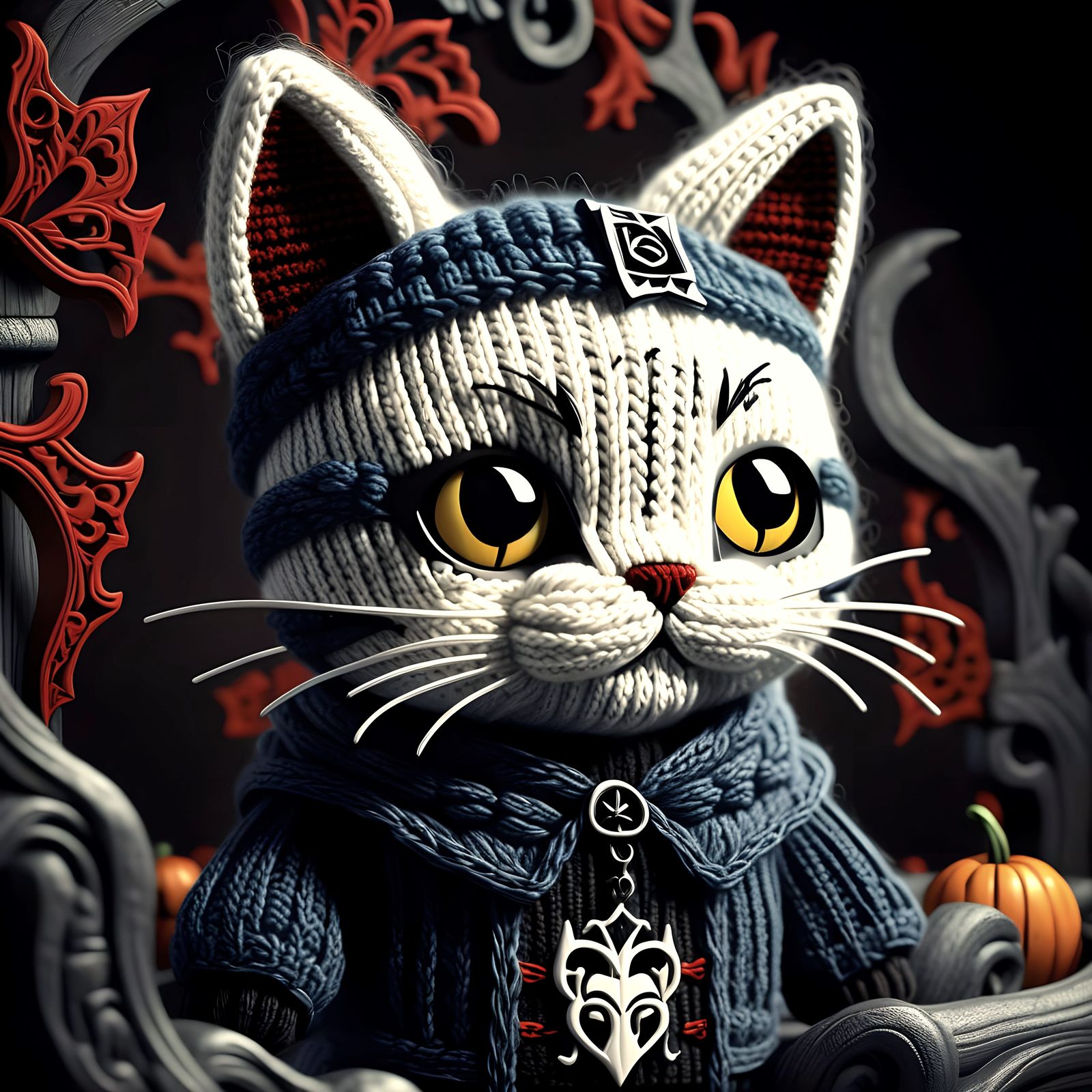 Creepy Gothic Adorable Knitted Kitty Logo