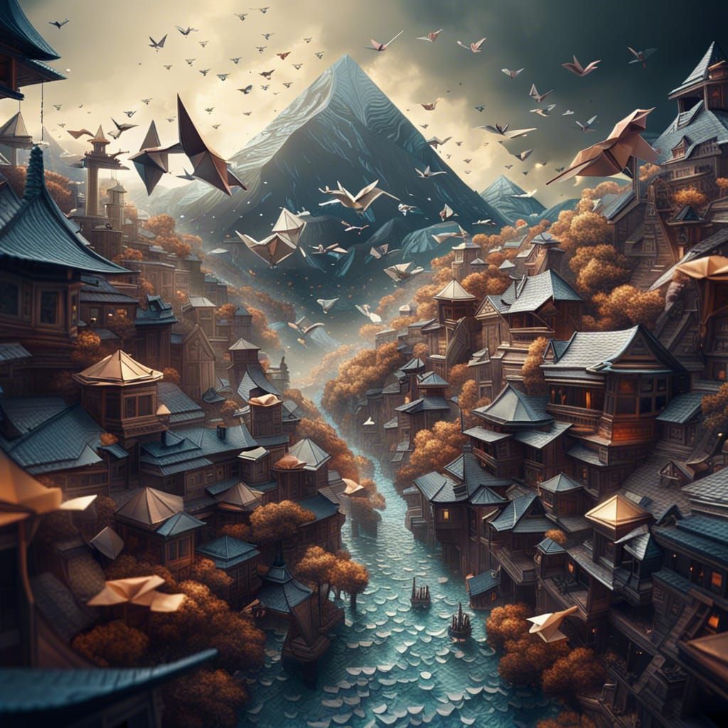 Origami World: Epic Digital Matte Painting