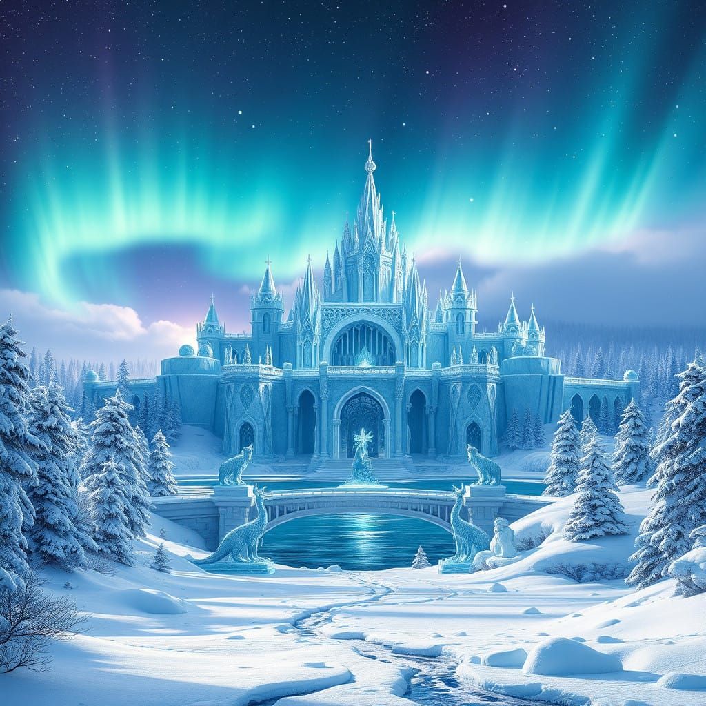 Majestic Crystal Citadel Rises Amidst Frozen Wonders