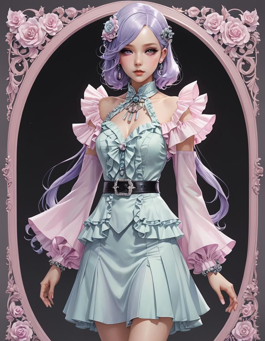 Pastel Goth 1930s Ladies Suit in 3D Anime Art