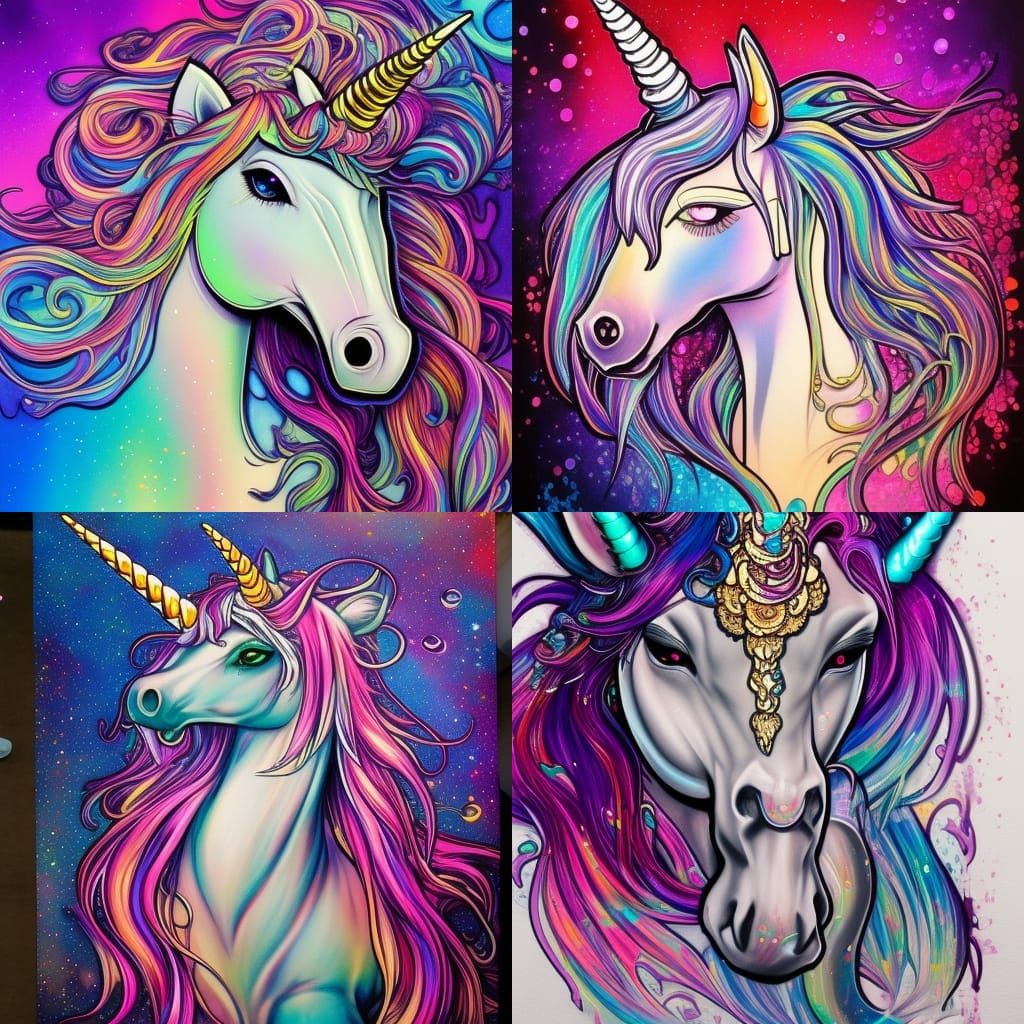 Colorful Graffiti Art of a Buff Unicorn