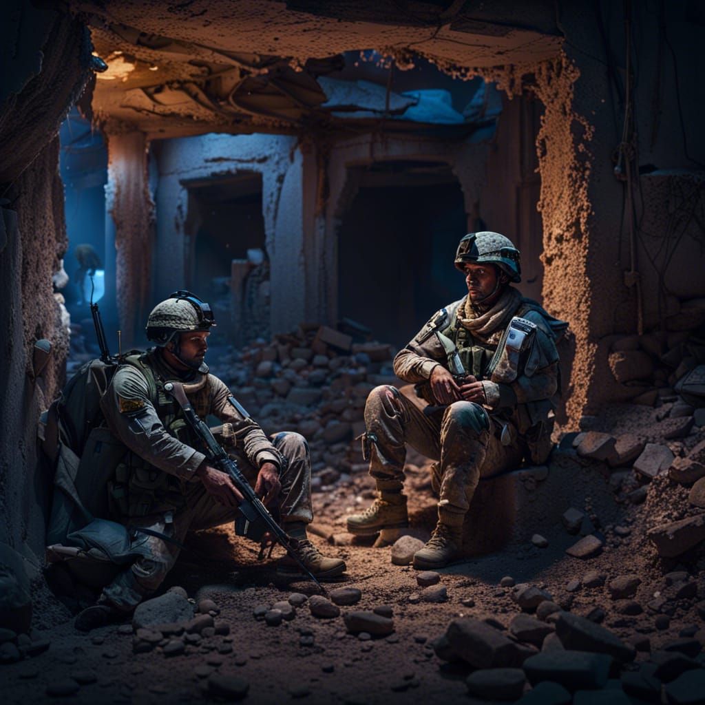 Soldiers in Afghan Ruins: Detailed Matte Painting