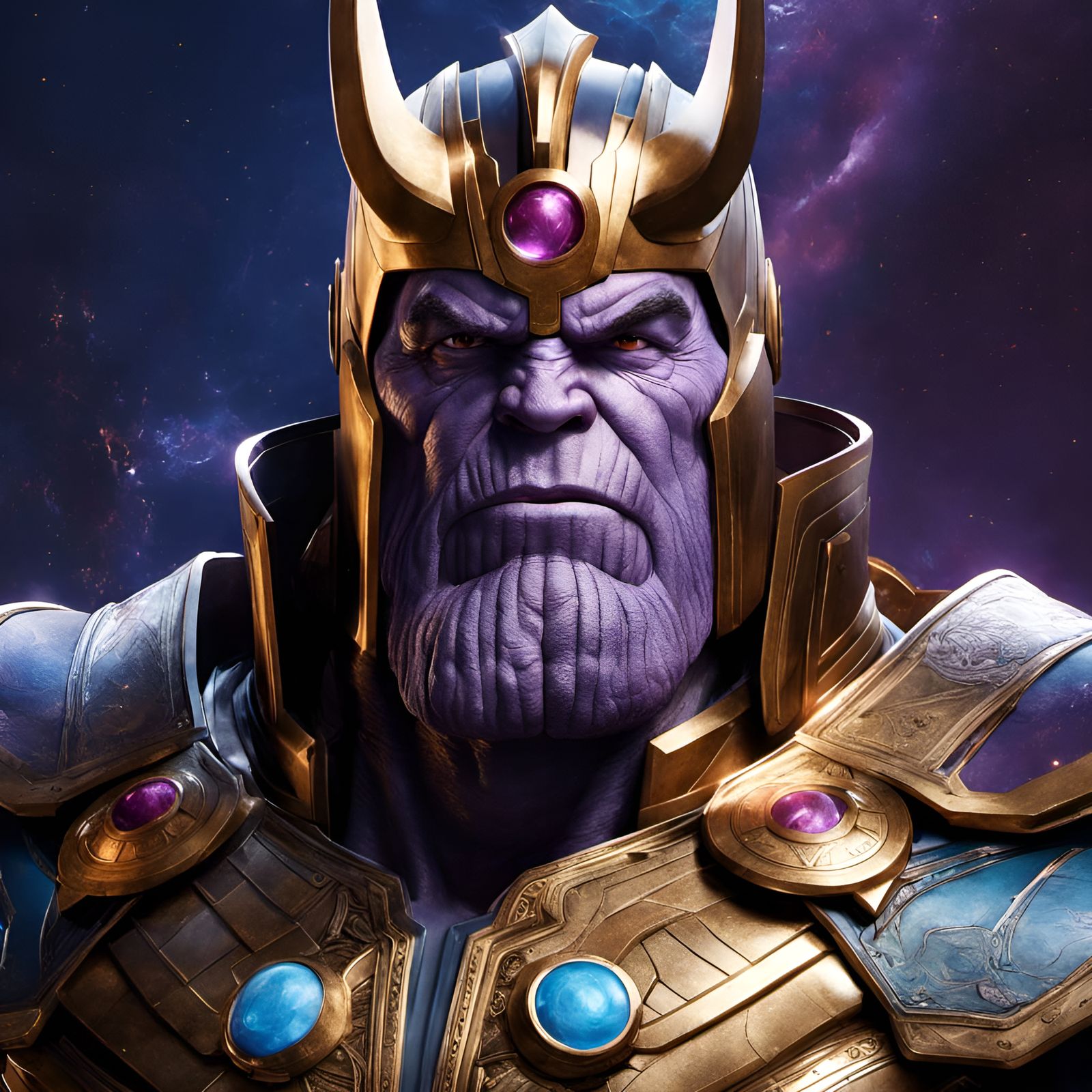 Thanos Thor Fusion: Detailed Digital Illustration