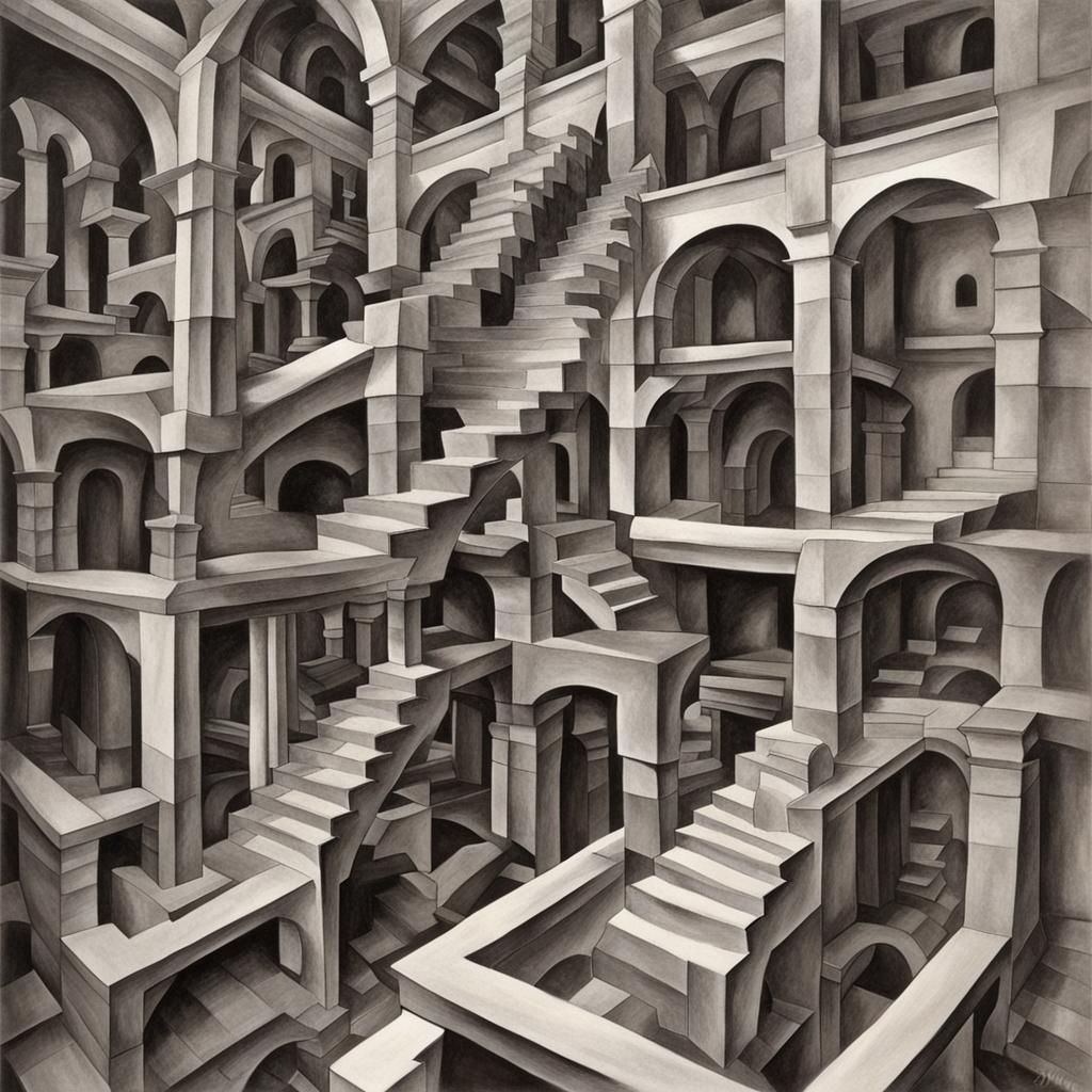 Escher-esque Staircases Illustrating Time Flow