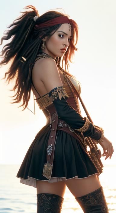 Female Pirate Portrait in Hyperrealistic Style