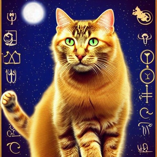 Mystical Leo Cat in Astrology Art