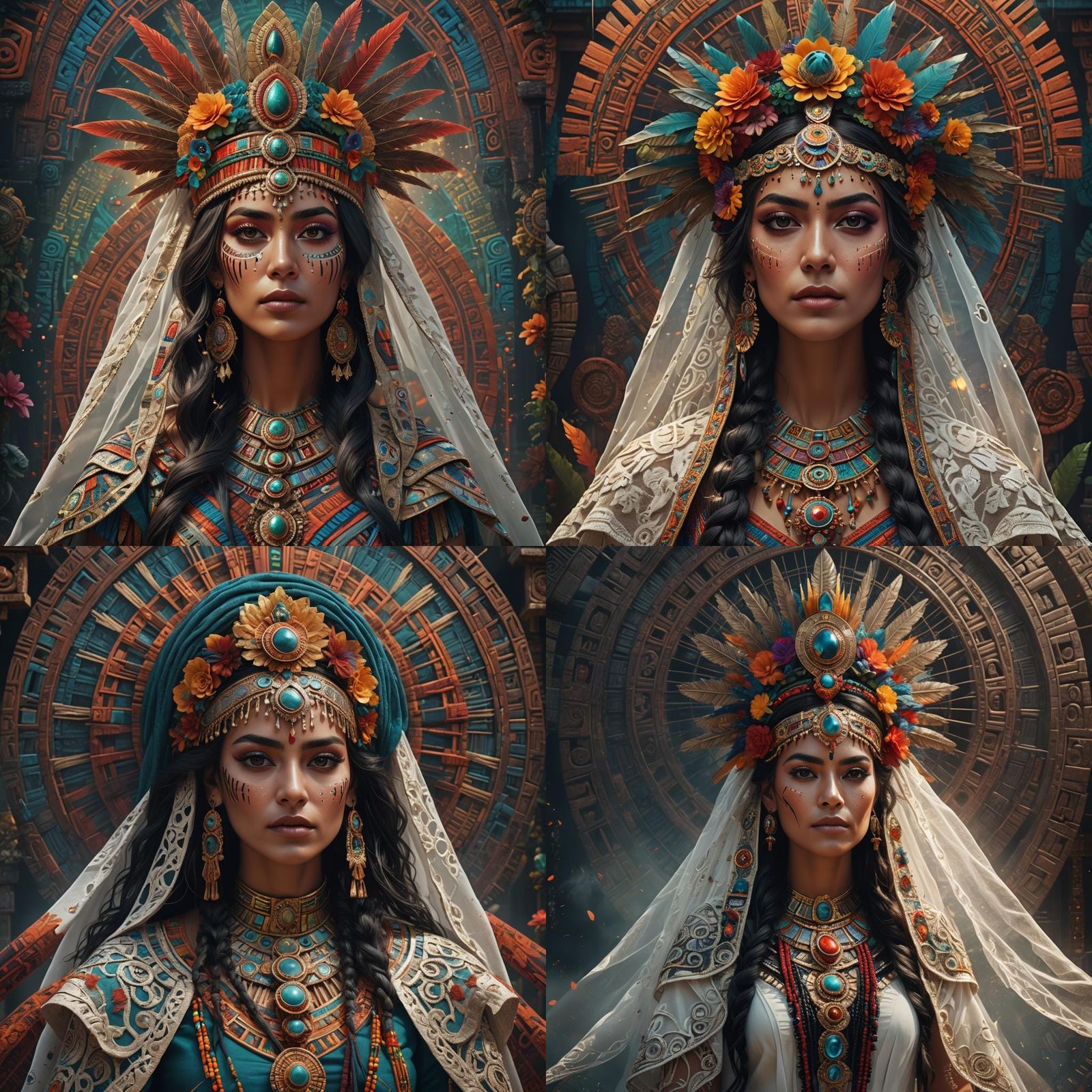 Mystical Aztec Bride Portrait in Deep Color