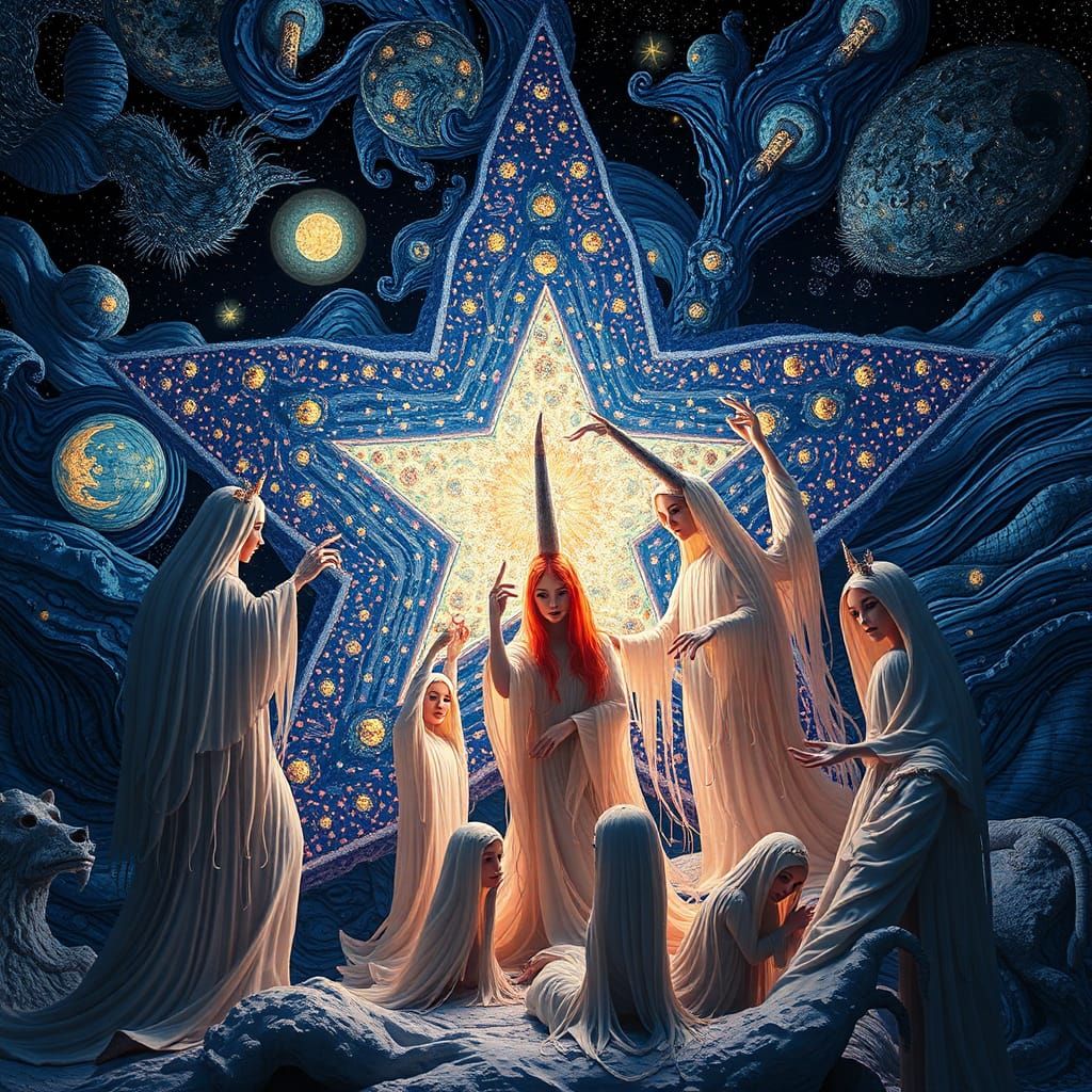 Surreal Starry Night with Wraiths and Spirits