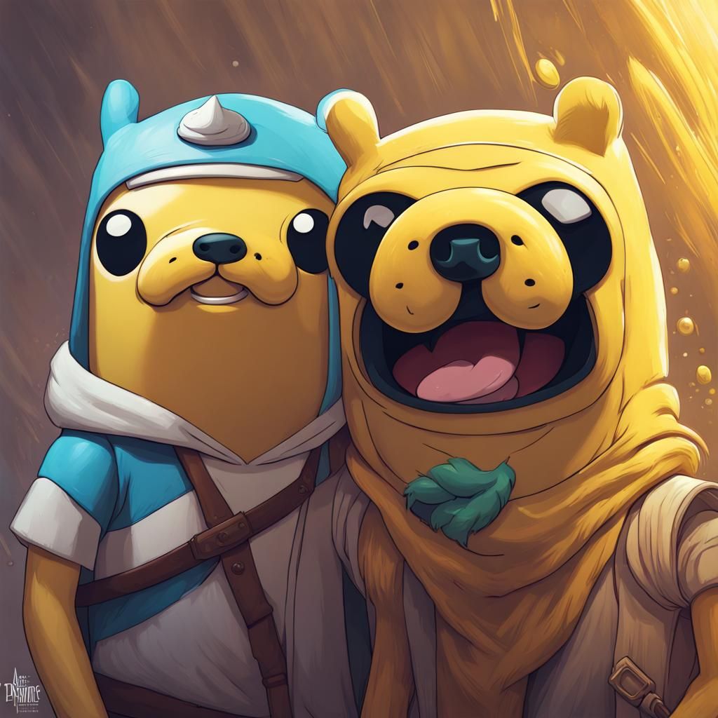 Finn and Jake Portrait in Art Nouveau Style