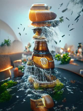 Refreshing Beer Fountain Overflowing