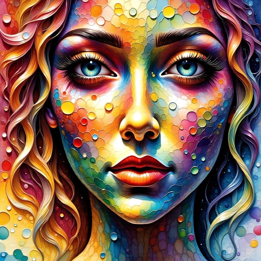 Surreal Rainy Night Scene in Pastel Colors with Impasto Text...