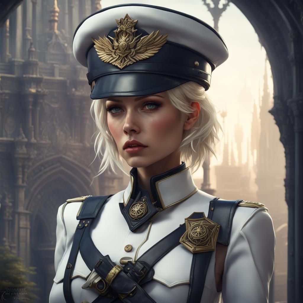 Gothic Fantasy Woman in Military Uniform