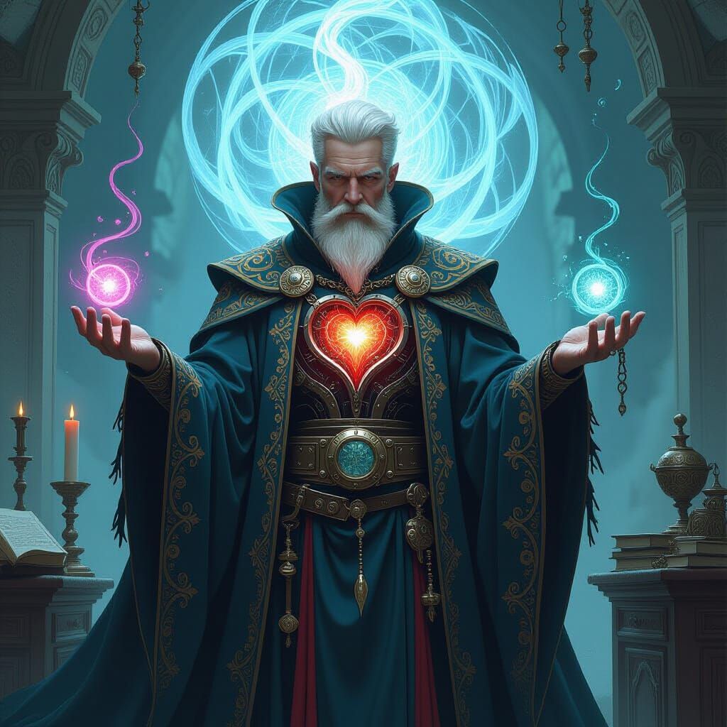 Archmage with Mechanical Heart Altering Reality