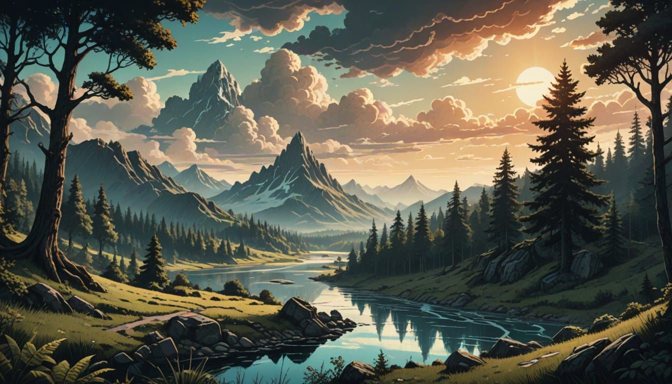 Majestic Forest Clearing at Dusk