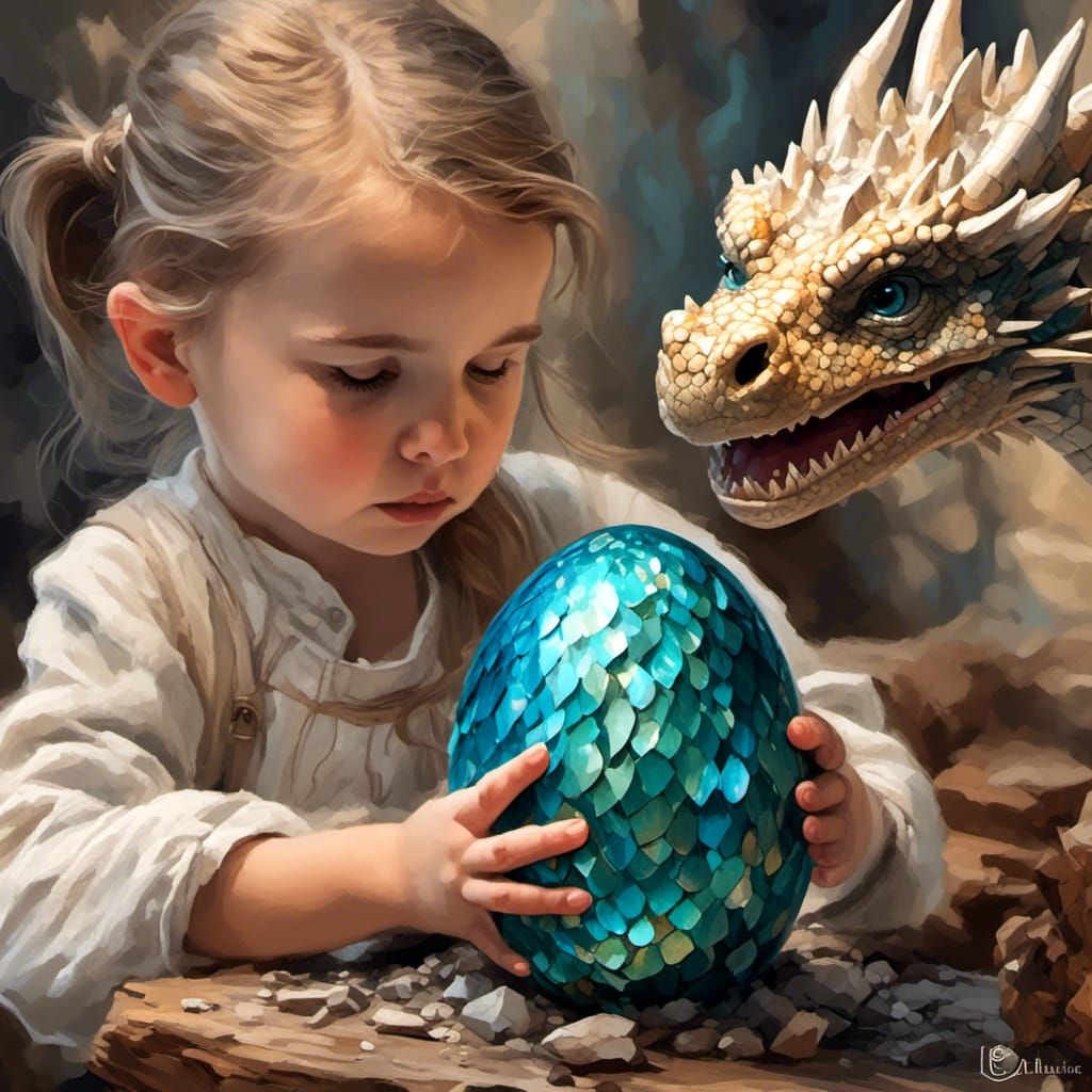 Hatching Dragon Egg: A Girl's Loving Gaze