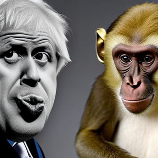 Monkey with Boris Johnson Face: Political Satire