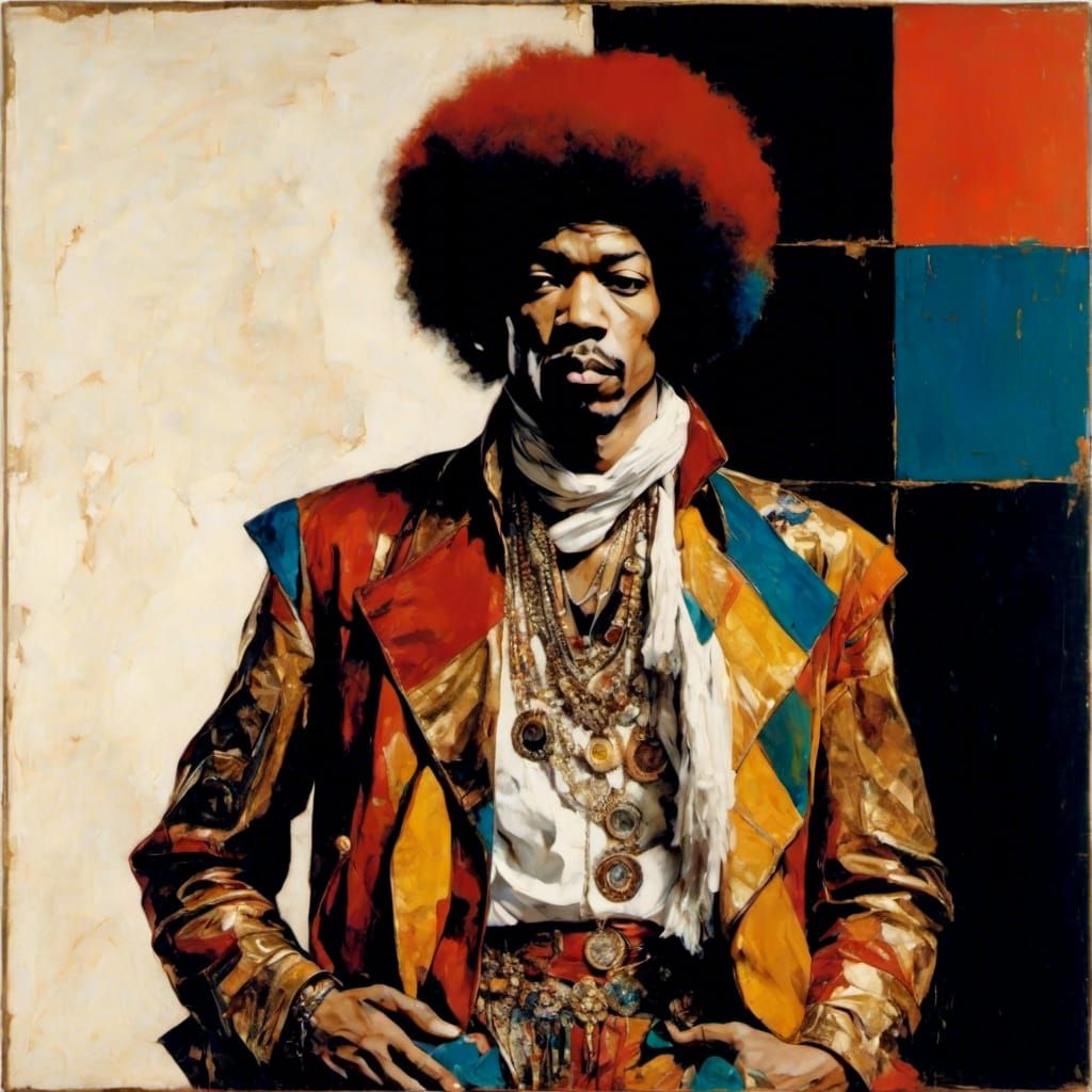 Psychedelic Jimi Hendrix Portrait Collage