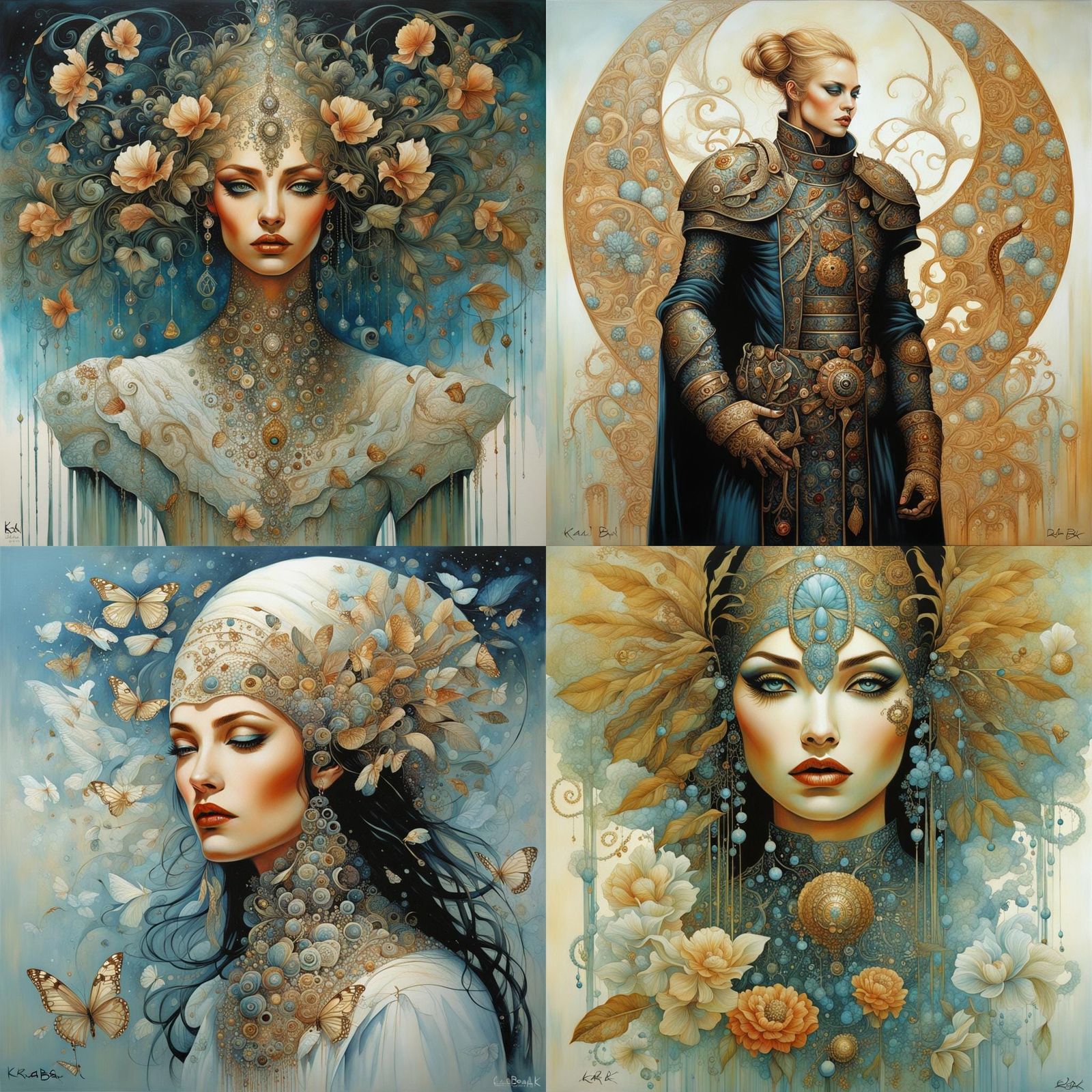 Abstract Portrait in a Surreal Folk Art Style