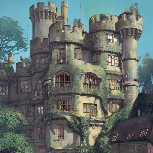 Detailed English Castle Exterior in Fantasy Art Style