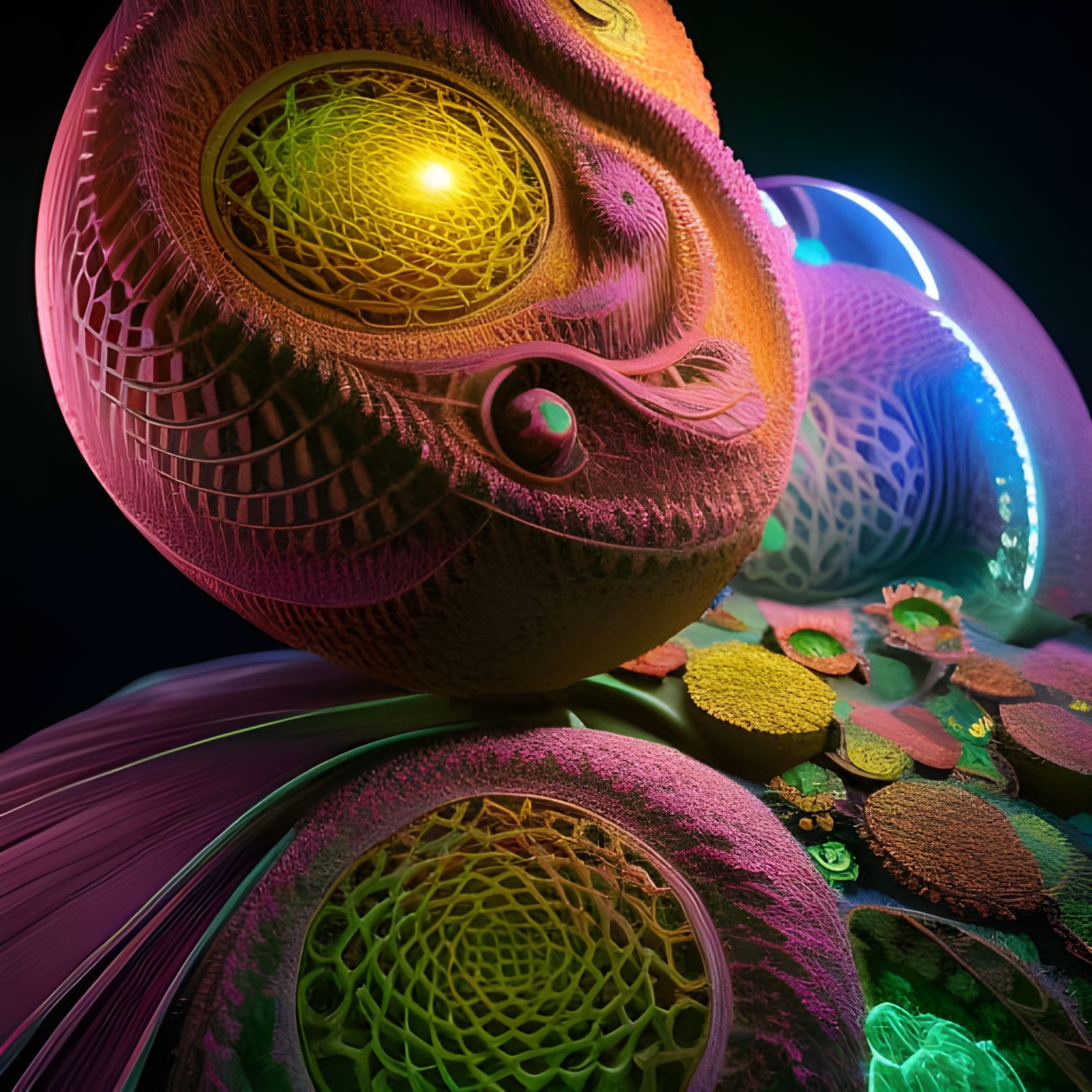 Opalescent Fractal Design in Pastel Day-Glo Colors