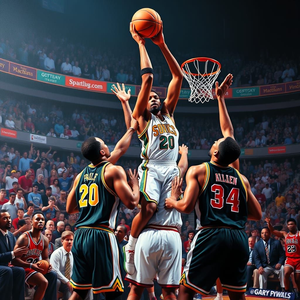 Seattle Sonics NBA Champions in Mark Ryden Style