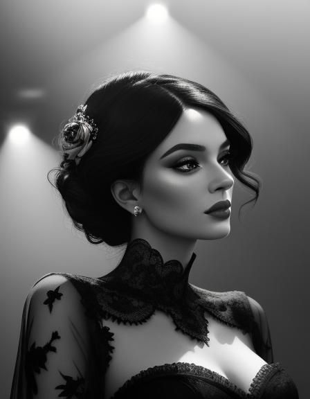 Monochrome Portrait of an Influencer in Ballroom