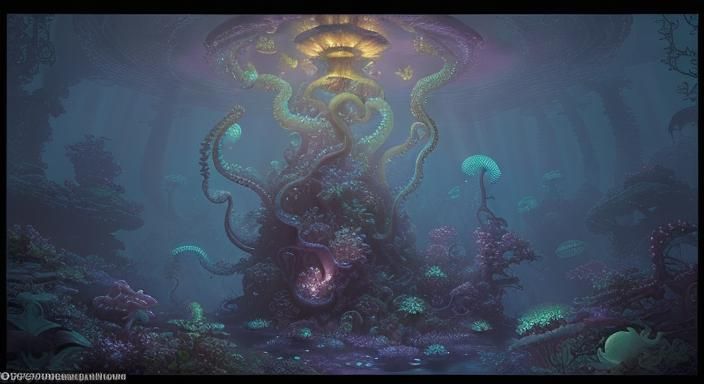 Ethereal Glowing Alien Jellyfish in Fantasy Ocean